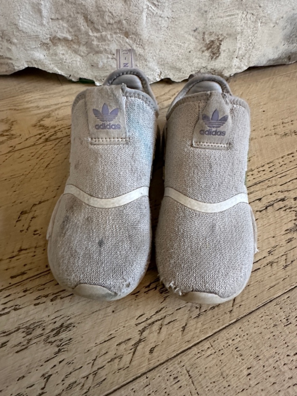 adidas Kids Slip-On Canvas Sneakers with Purple Logo